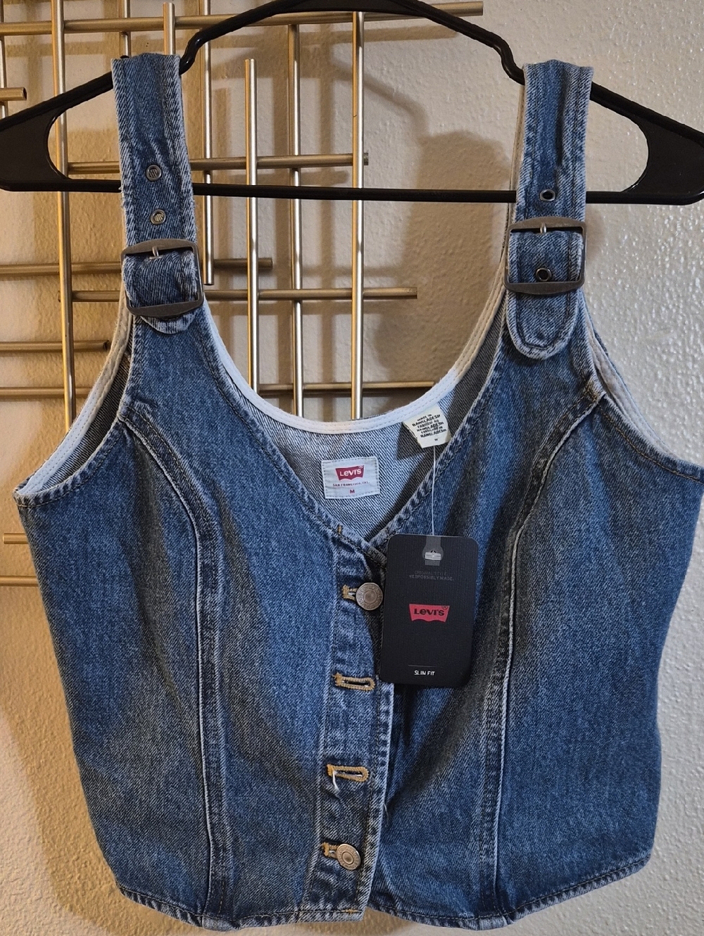 Levi's Blue Denim Button-Front Tank Top
